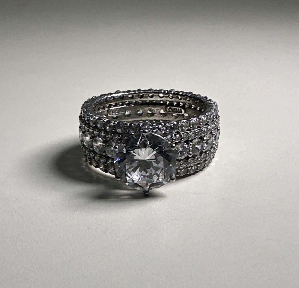 Elegant 925 Sterling Pave CZ Statement Ring / Size 10.25