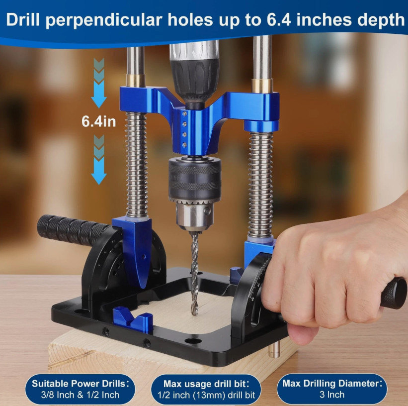 Upgraded Portable Drill Guide, Adjustable 0°to 60°Multi Angle Drill Guide for...