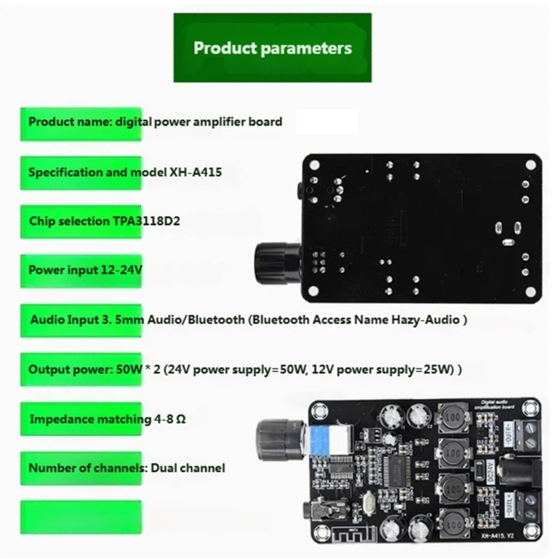 Efficient Class D Music Amplifier Module Adjustable Volumes Stereo Output 50W