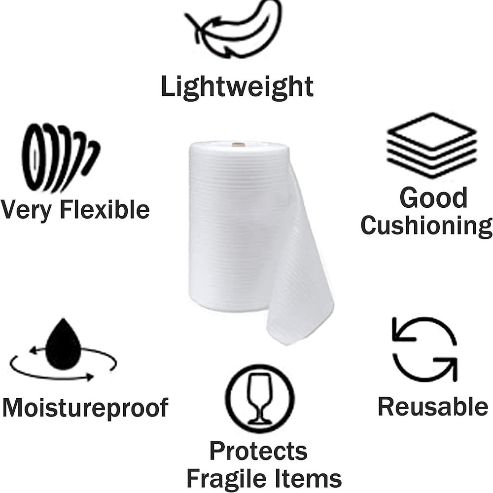 12"x 70' Foam Wrap Rolls for Moving Packing Roll ‎30cm*25m, white