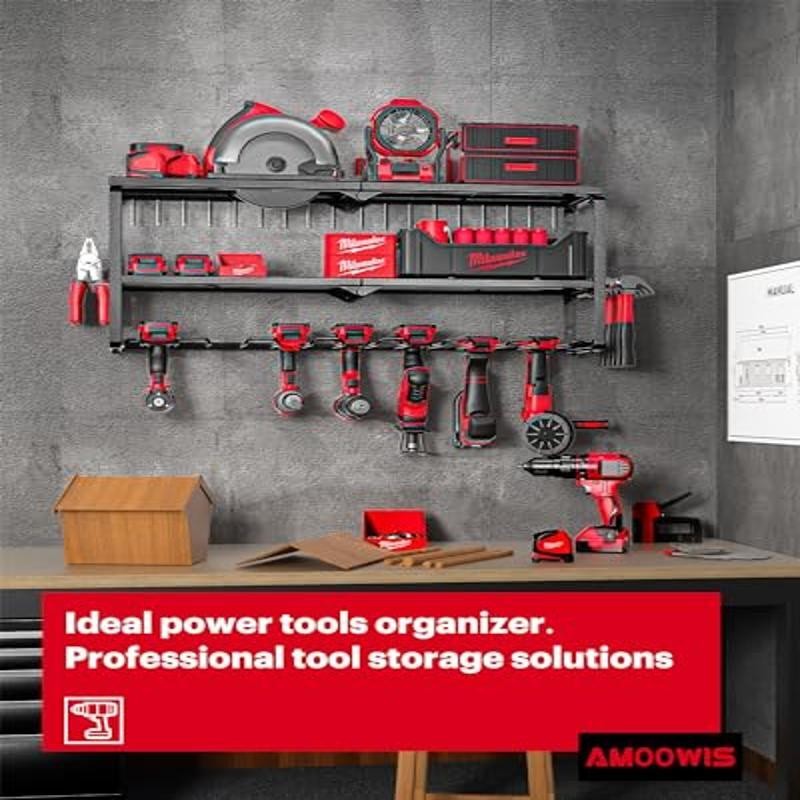Garage Wall Mount Tool Organizer Rack Heavy Duty Metal Shelf Pegboard Workshop