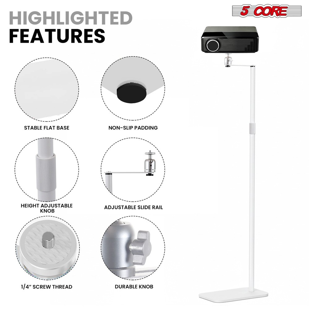 5 Core Projector Stand Floor Adjustable Heavy Base Universal Projectors Support