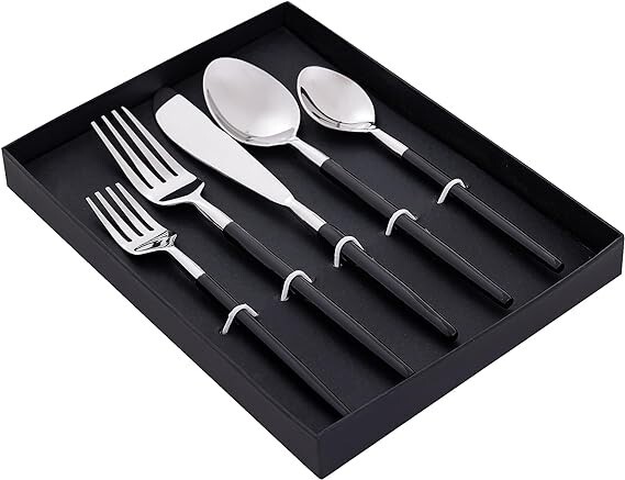 Black Print Cutlery Set