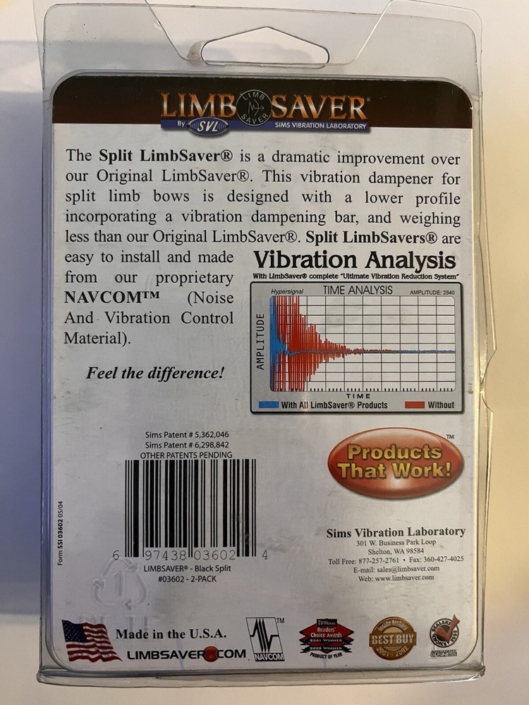 ORIGINAL LIMB SAVER BLACK NAVCOM 1 PAIR LIMB SAVERS BY SVL FOR SPLIT LIMB BOWS
