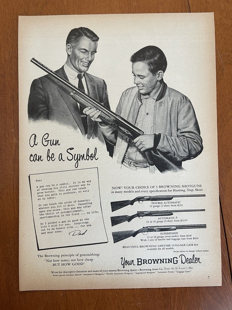 Vintage 1955 Print Ad Browning Models Automatic 5, Double Automatic & Superposed