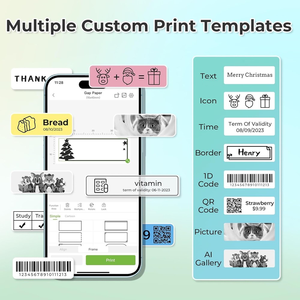 Label Maker Machine w/ Tape,P21 Bluetooth Label Printer,Wireless Mini Label Make