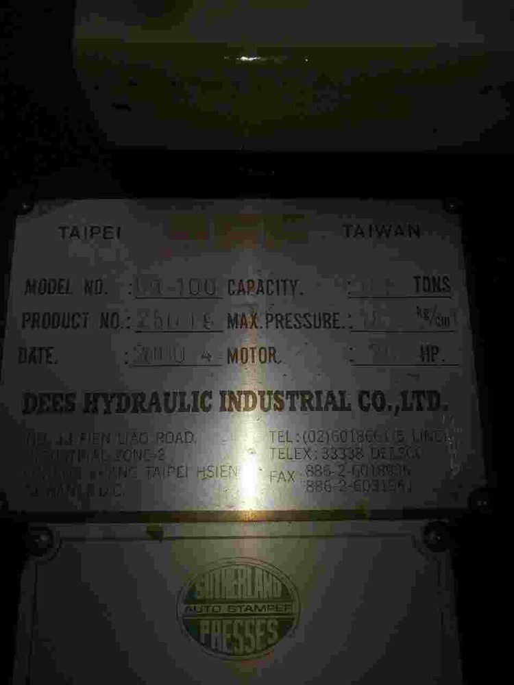 2001 SUTHERLAND SPC 100 TON "AUTO STAMPER" HYDRAULIC PRESS