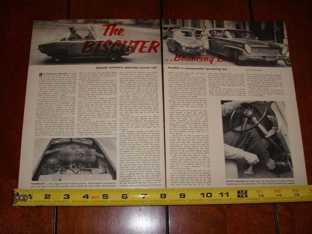1958 BISCUTER MINI MICRO CAR ORIGINAL ARTICLE