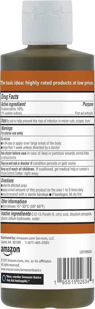 Basics First Aid Antiseptic 10% Povidone Iodine Solution