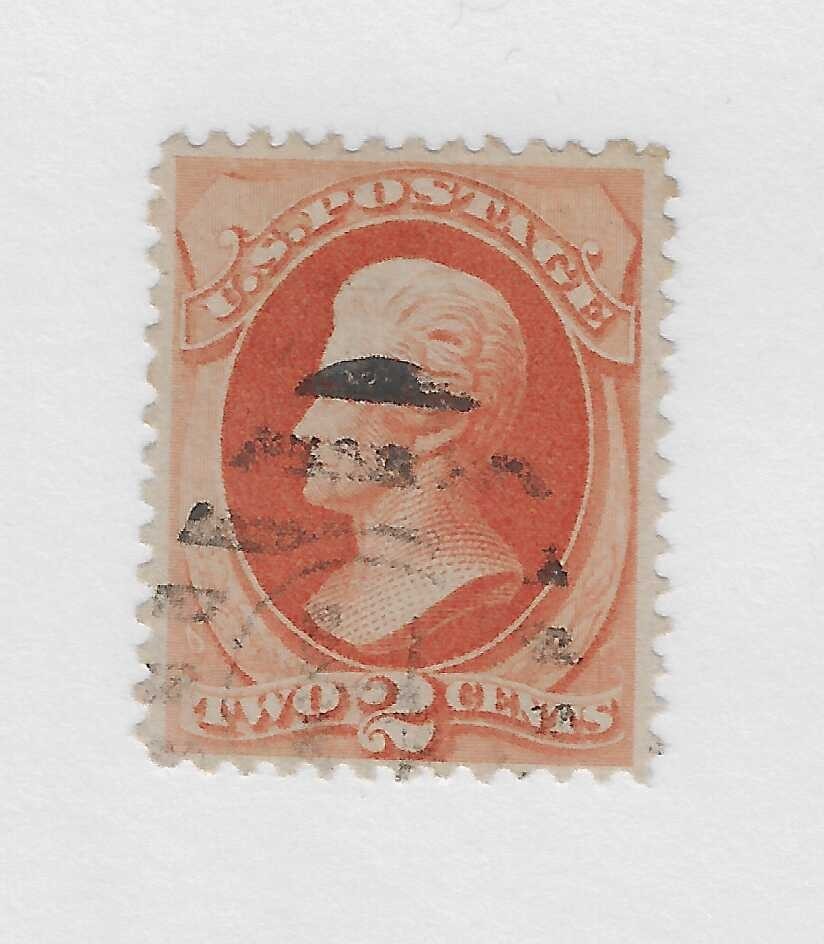 Scott # 183, 2 cents vermillion, Jackson, 1878, VF+