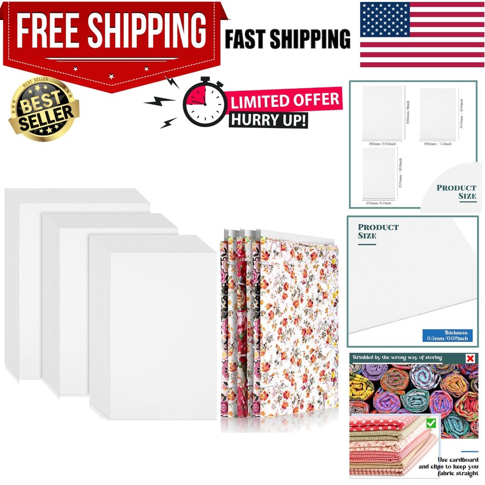 Smooth White Comic Book Boards for Fabric Folding - 100 Pieces in Various Sizes