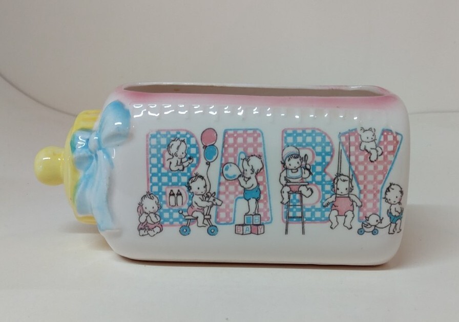 Ceramic Baby Bottle Planter Vase Decor