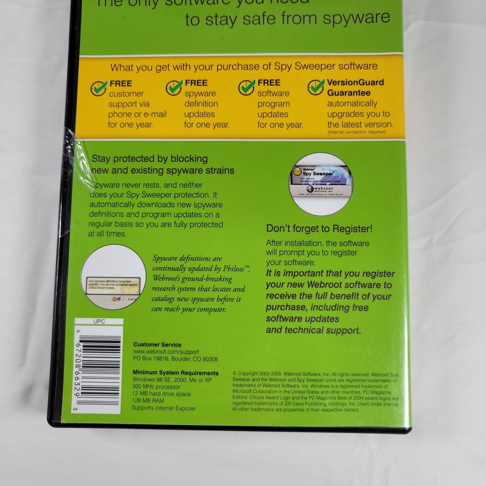 Webroot Spy Sweeper Windows Vista, XP 2003-2008 Software single PC Untested