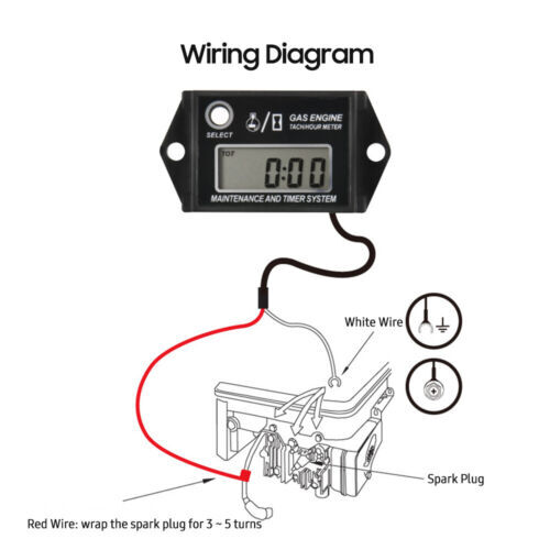 Tiny Tach Digital Hour Meter/Tachometer for Marine Spark Mower Engine Motor Boat
