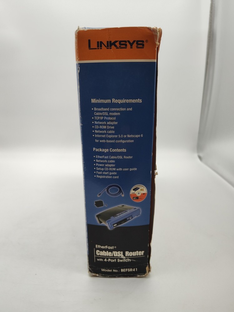 Linksys Etherfast Cable/DSLRouter-Model BEFSR41-With 4-Port Switch