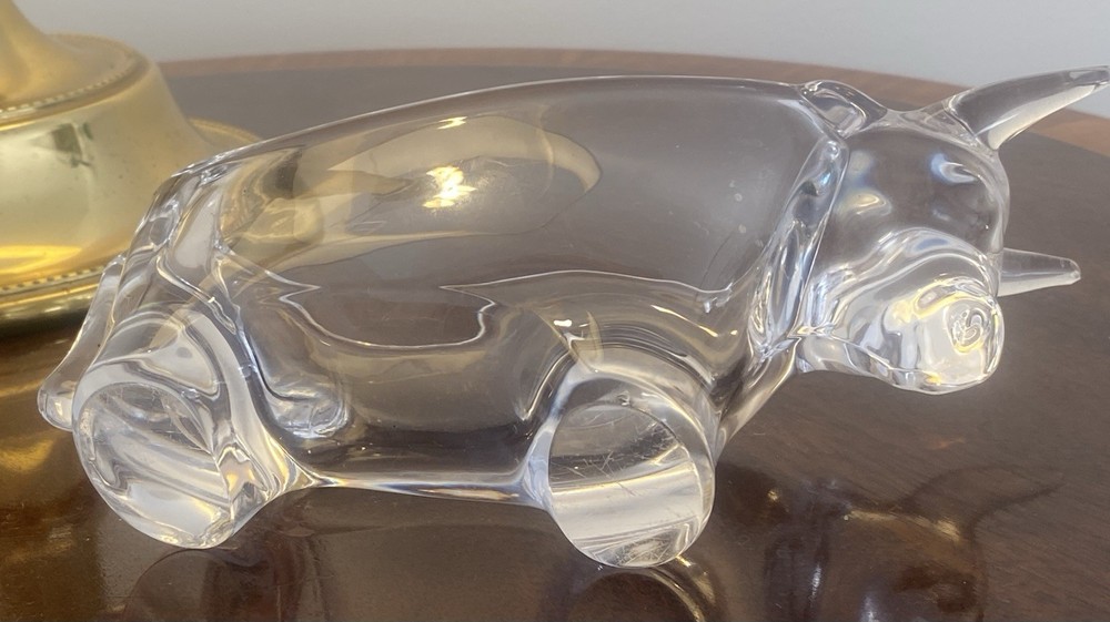 Cannes Le Chatel Vintage Crystal Bull Mid 20th c