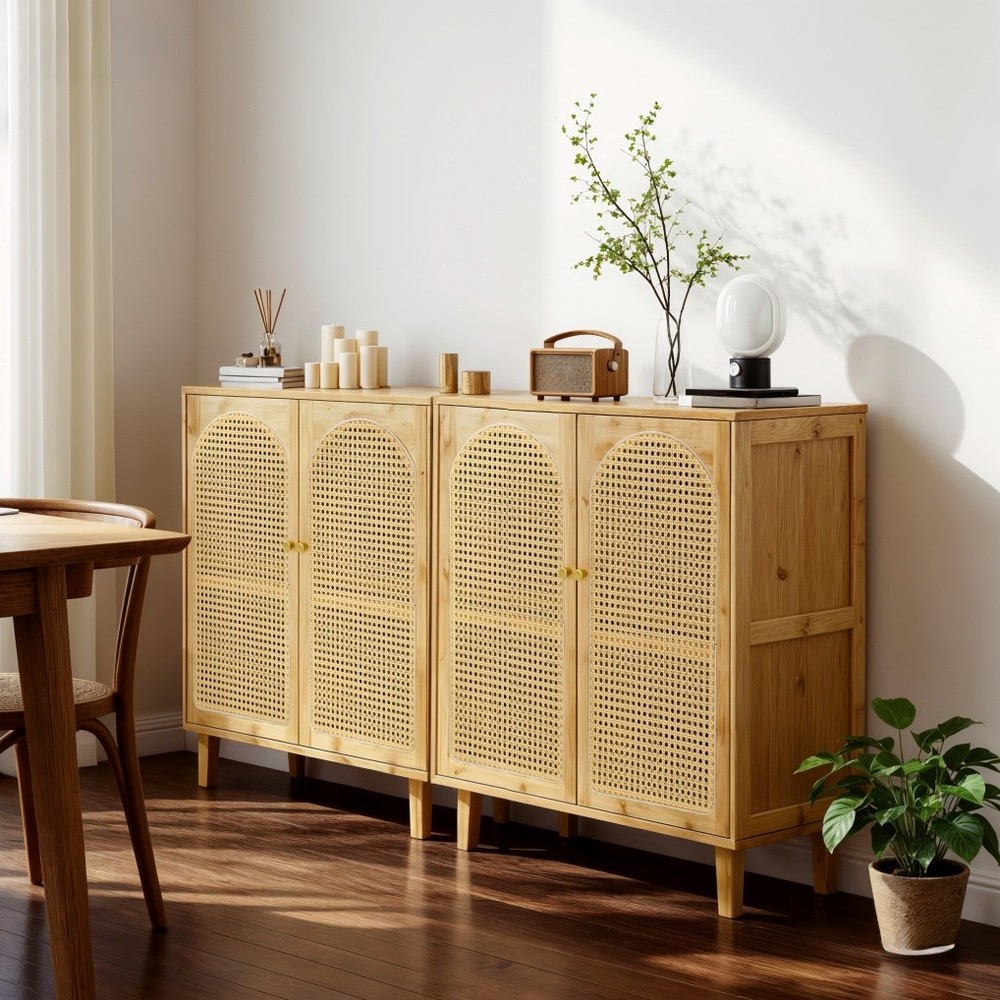 Bamboo Kitchen Buffet Sideboard Storage Cabinet Modern Hallway Table Cupboard XL