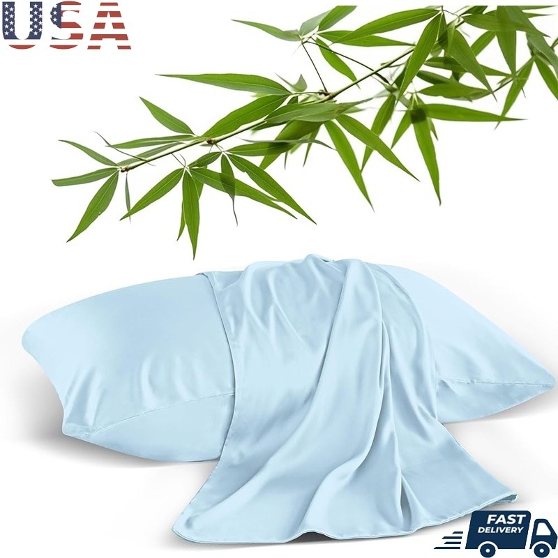 Breathable Bamboo Viscose Pillowcase Set Zippered Smooth Soft Cool 4-Pack New