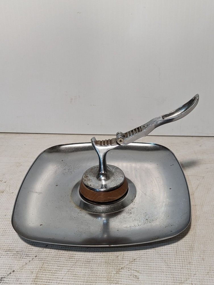 Milbern Mid Century Modern Chrome Nutcracker w Attached Single Tier Tray
