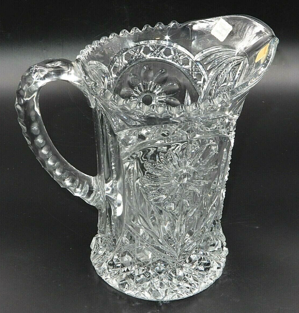 VINTAGE IMPERIAL CRYSTAL "MAYFLOWER" FLORAL PATTERN CRYSTAL PITCHER
