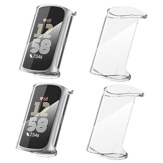 4 Pack for Fitbit Charge 6/Charge 5 Smartwatch Case, Clear+Clear+Clear+Clear