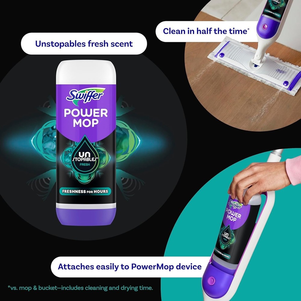 Swiffer Power Mop Refill Solution -All Purpose Multi-Surface Floor Cleaner