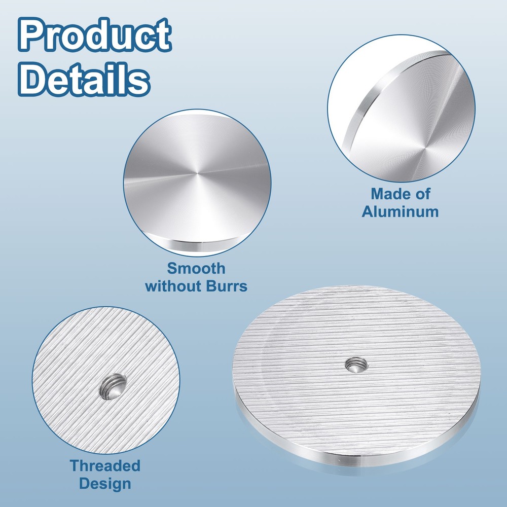1pcs M10 Thread 100mm Diameter Round Shape Aluminum Disc Hardware, Silver