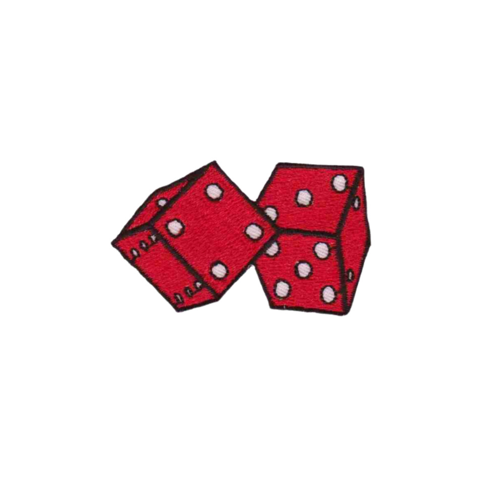 Double Dice Gambling (4-PAck)Iron On Patch: Red & Gold