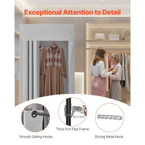 Fitting Room, Dressing Room with Thick Polyester Curtains, Privacy Space with Sh
