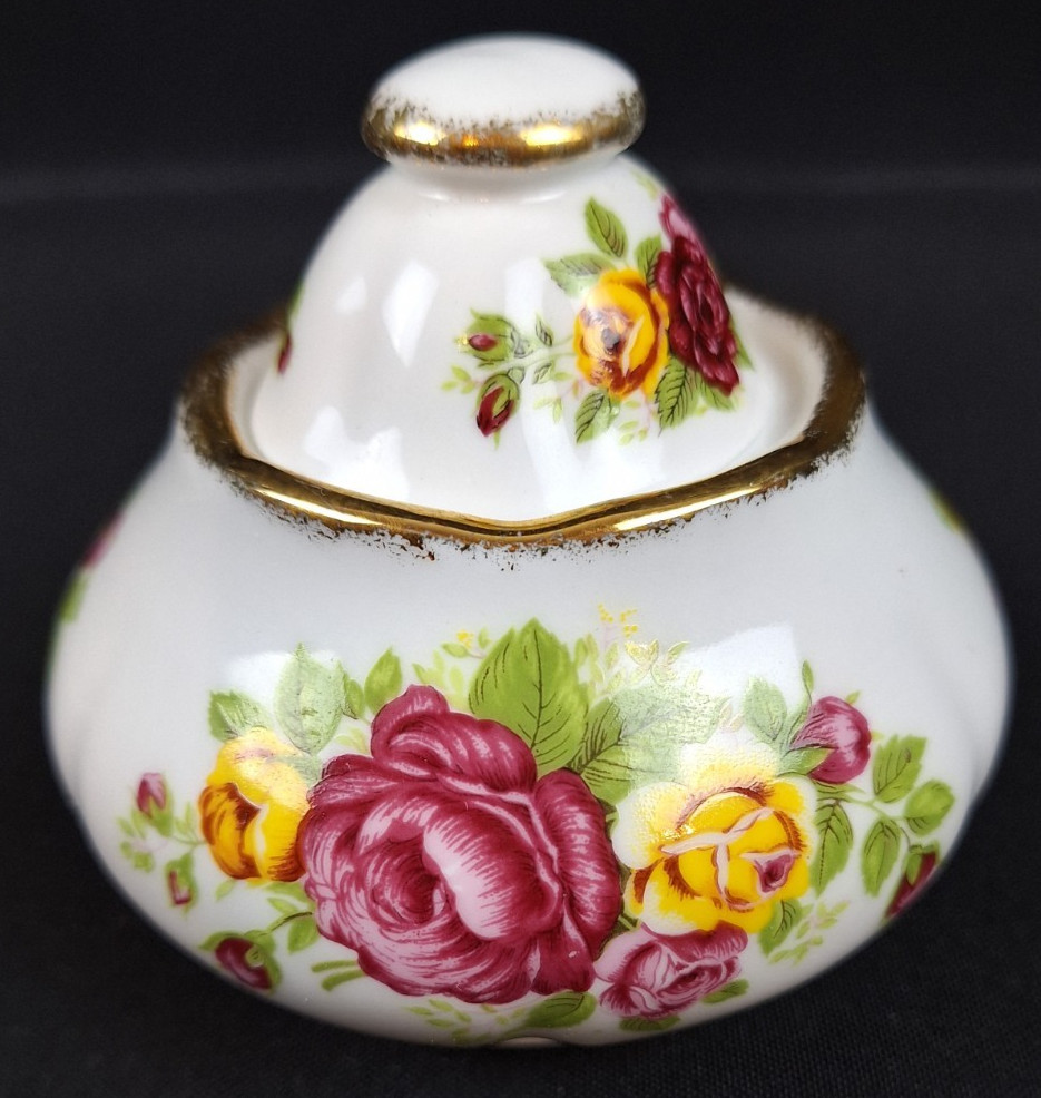 #887 Fine Bone China Cottage Rose Sugar Container