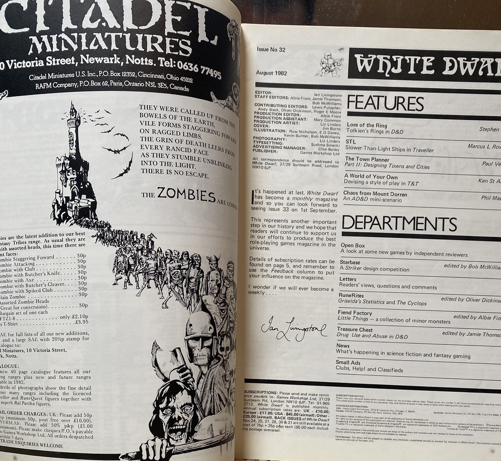 WHITE DWARF MAGAZINE, ISSUES 32 & 38, GAMES WORKSHOP, TOLKIEN, DUNGEONS DRAGONS