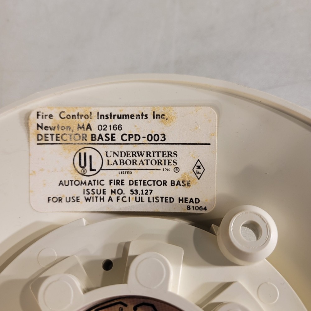FCI CPD-003 Detector Base Mount Automatic Fire Detector Base Fire Control