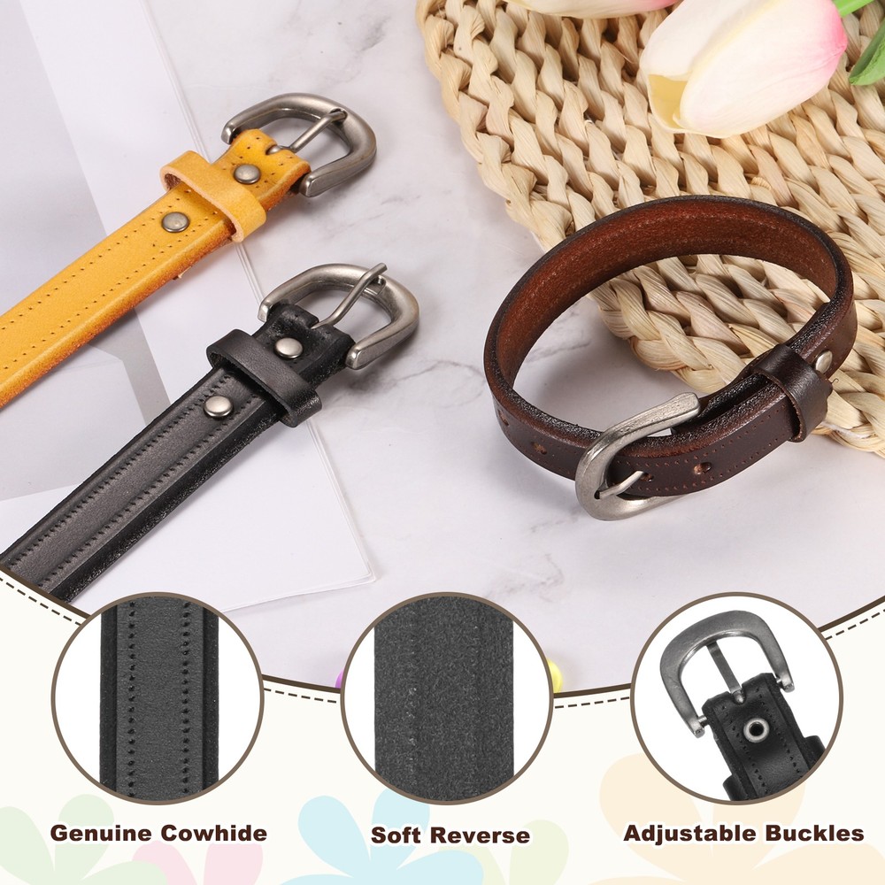 Plain Buckle Bangle Leather Bracelets Leather Snap Bracelets, Black