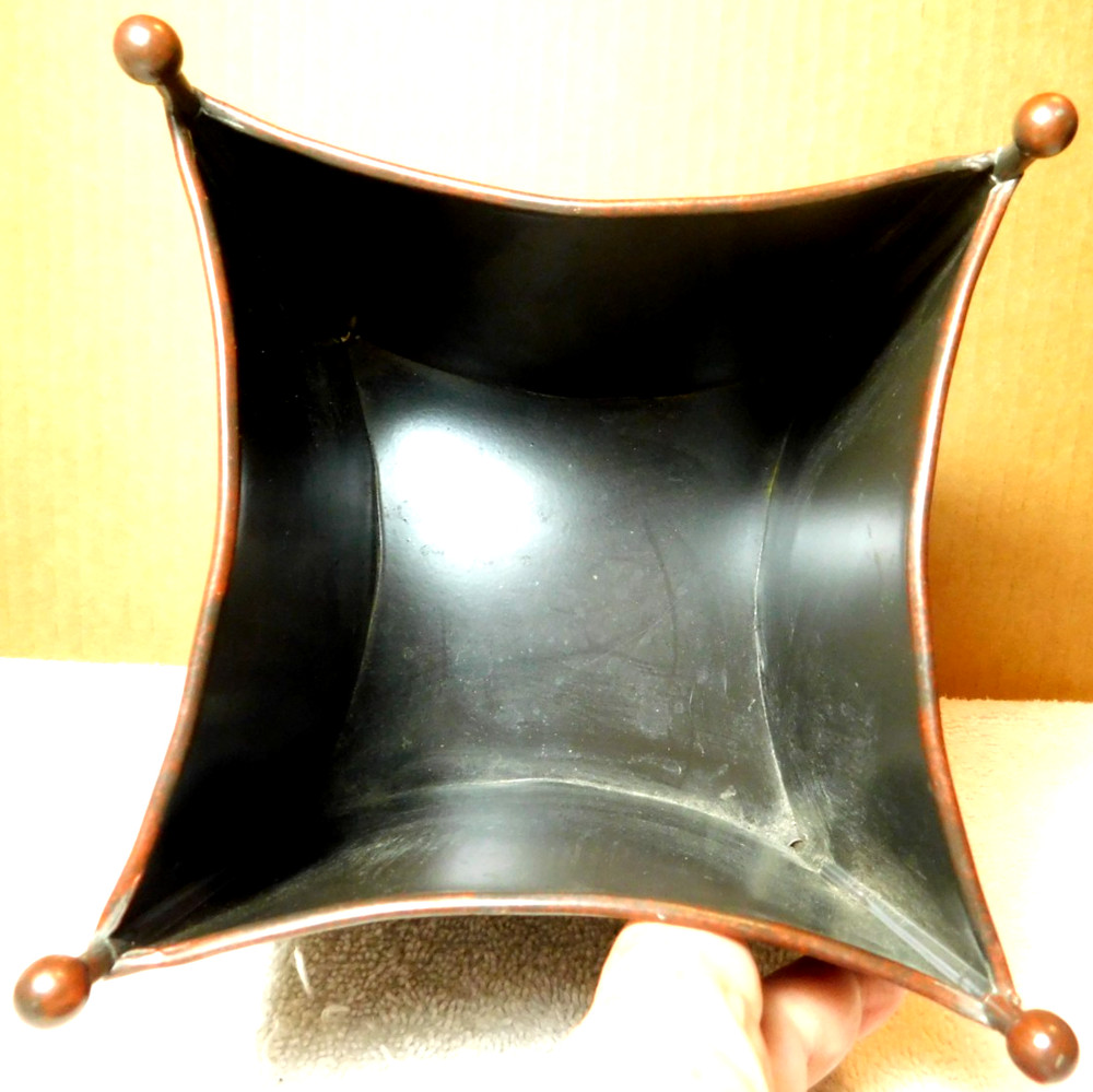 Telefloral Gift~Square Metal Footed Brown Solid Planter Vase