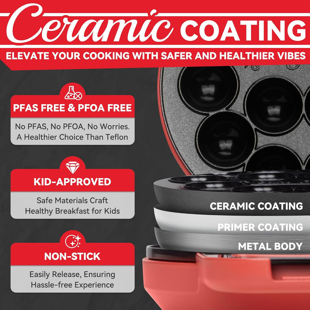 Cake Pop Maker 12 Count Nonstick Electric Baker Mini Donut Hole Maker