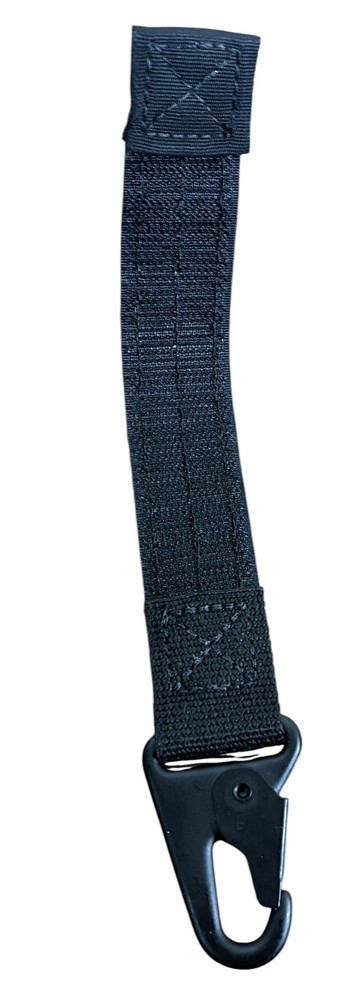 MOLLE Hook & Loop Tactical Clip Retainer Strap Carabiner Black