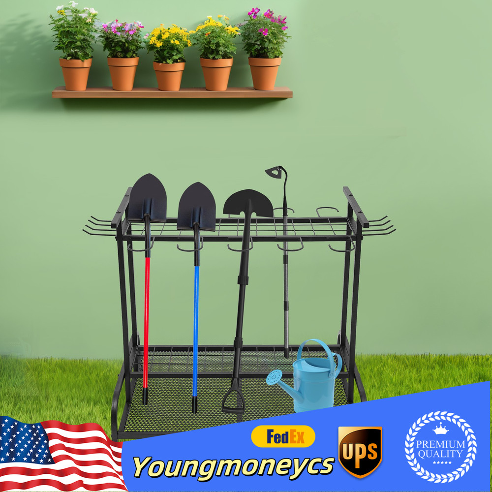 Garden Tool Organizer with Wheels Large Capacity Garage Tool Organizer with Hook