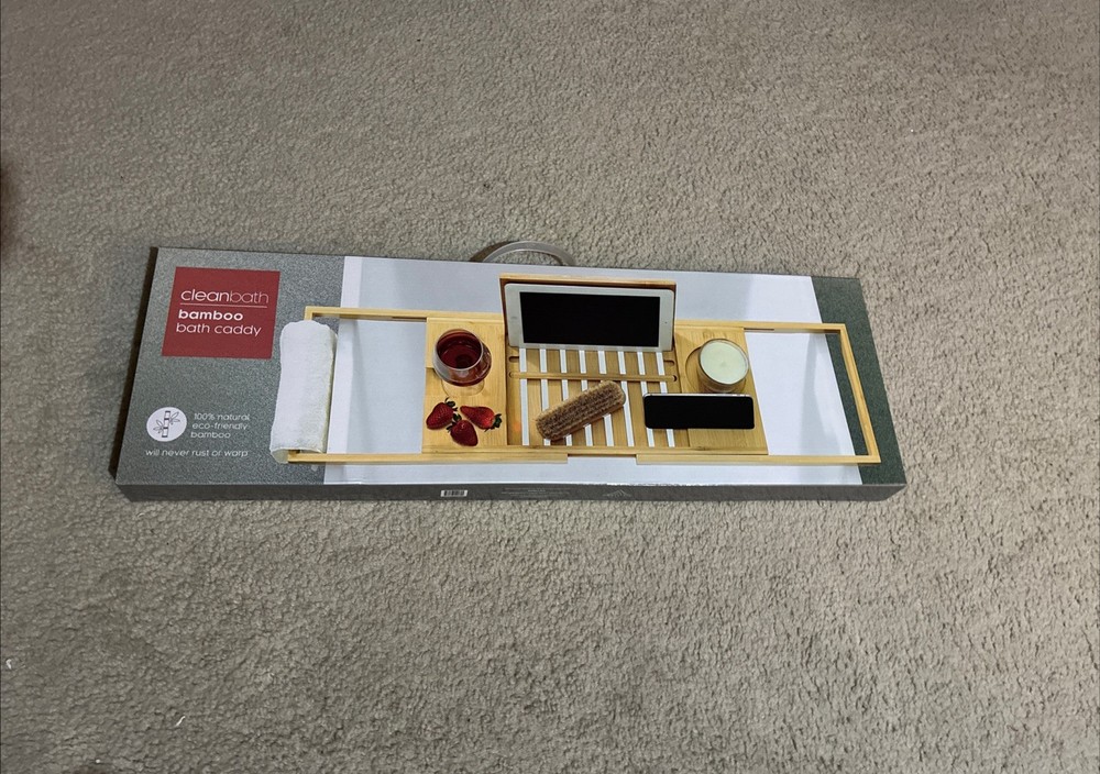 Bath Caddy. “Cleanbath” Bamboo Bath Caddy. Brand New! Unopened Box! Never Used!