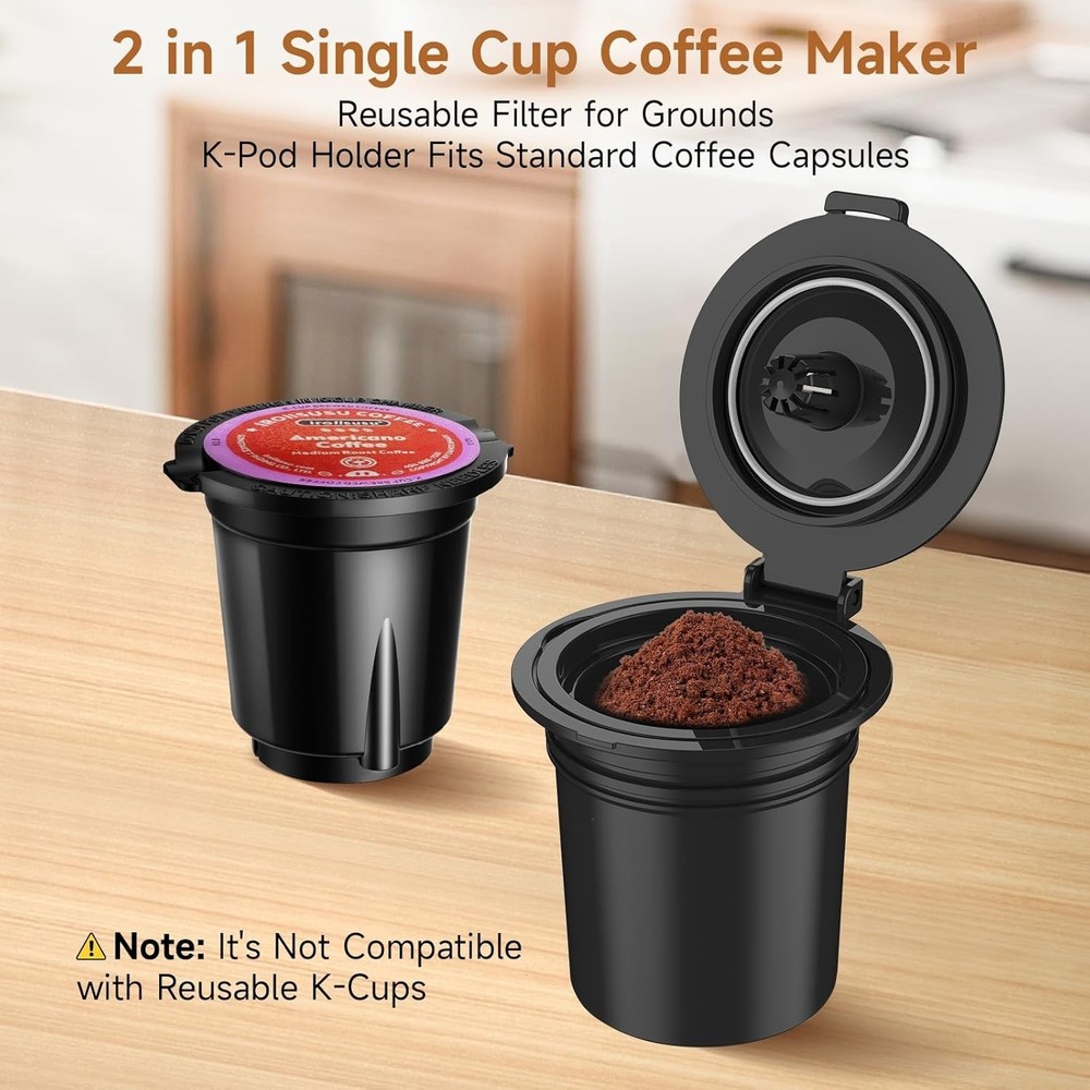 Small Single Serve Coffee Maker, Fast Brew One Cup Coffee Machine for K Cup a...
