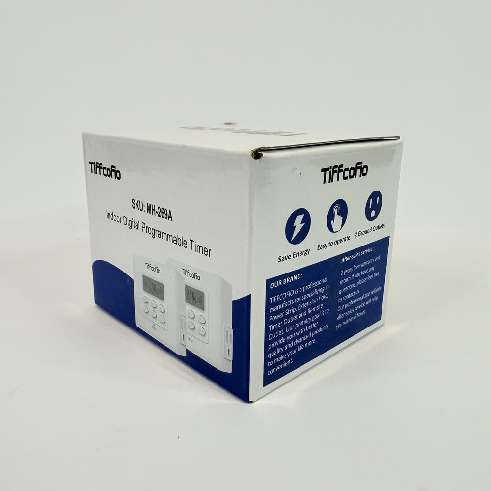 Tiffcofio MH-269A Indoor Digital Programmable Timer Plug 120V 15A LCD Display