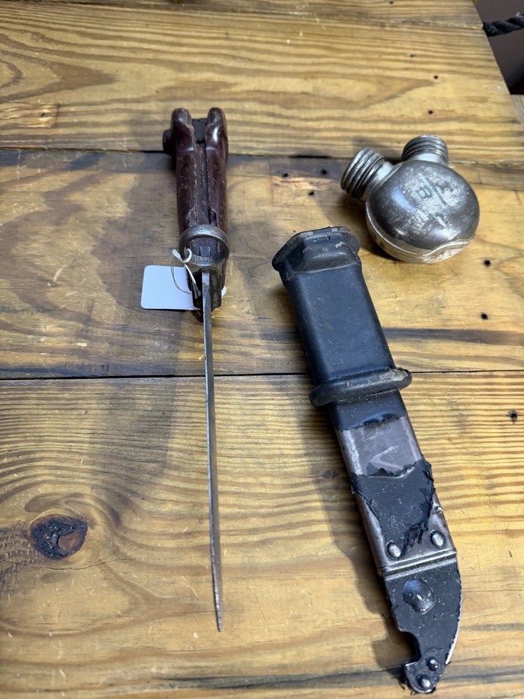 Surplus Bayonet + Oil Bottle