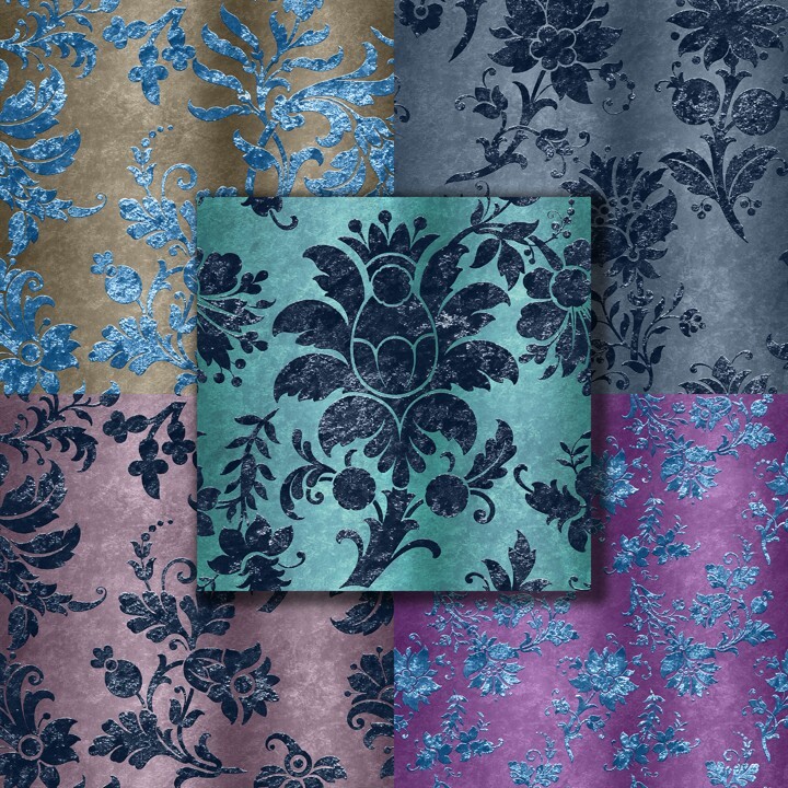 EMBOSSED BLUE VELVET - Paper Pack