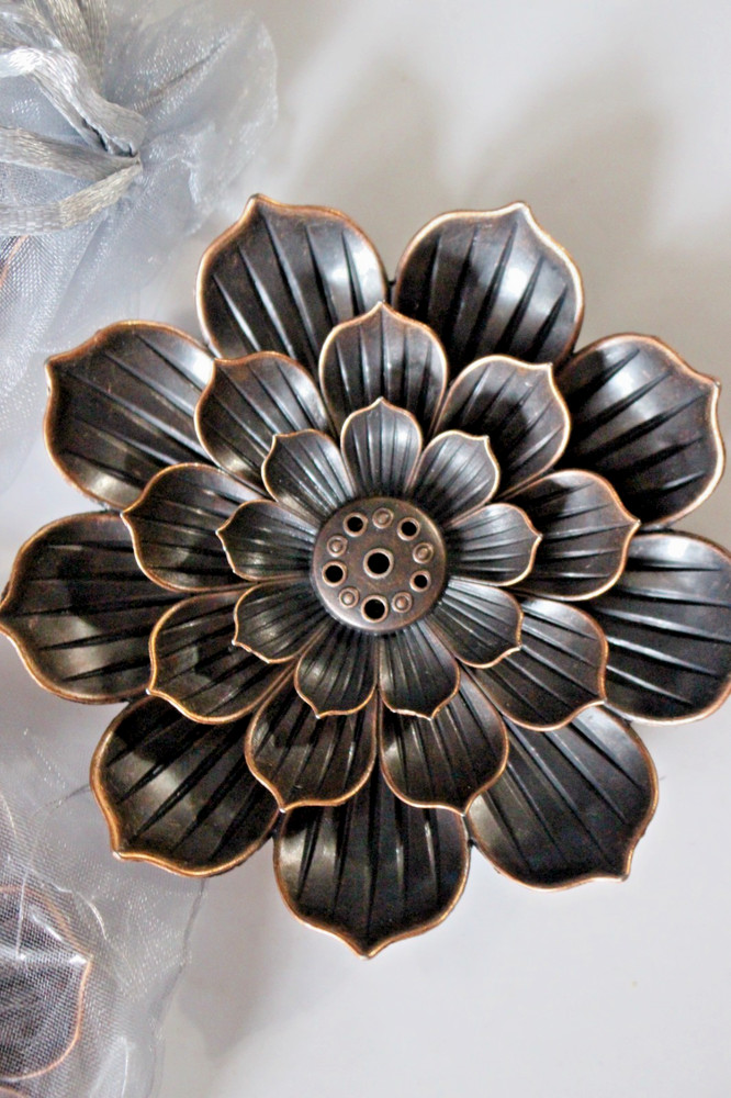 3-PACK BRASS LOTUS FLOWER INCENSE HOLDER