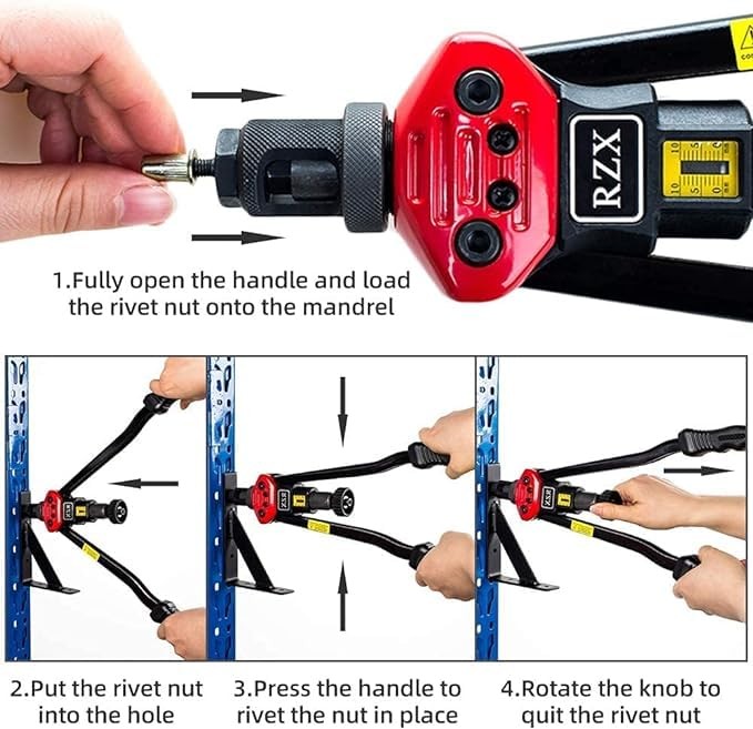 RZX 16" Rivet NUT Tool Hand Blind Riveter,RIVNUT Riveting Tools with Nut Sett...