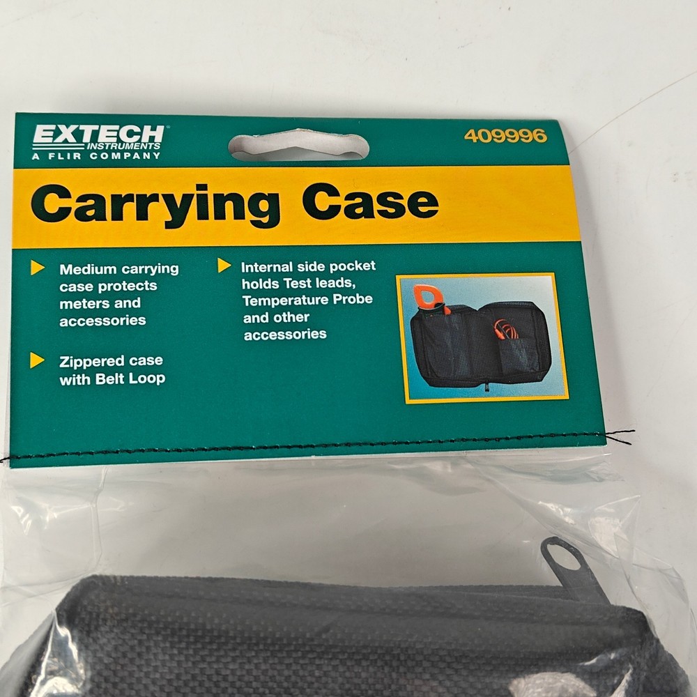 Extech 409996 Medium Zipper Carrying Case Belt Loop Pockets Black Nylon