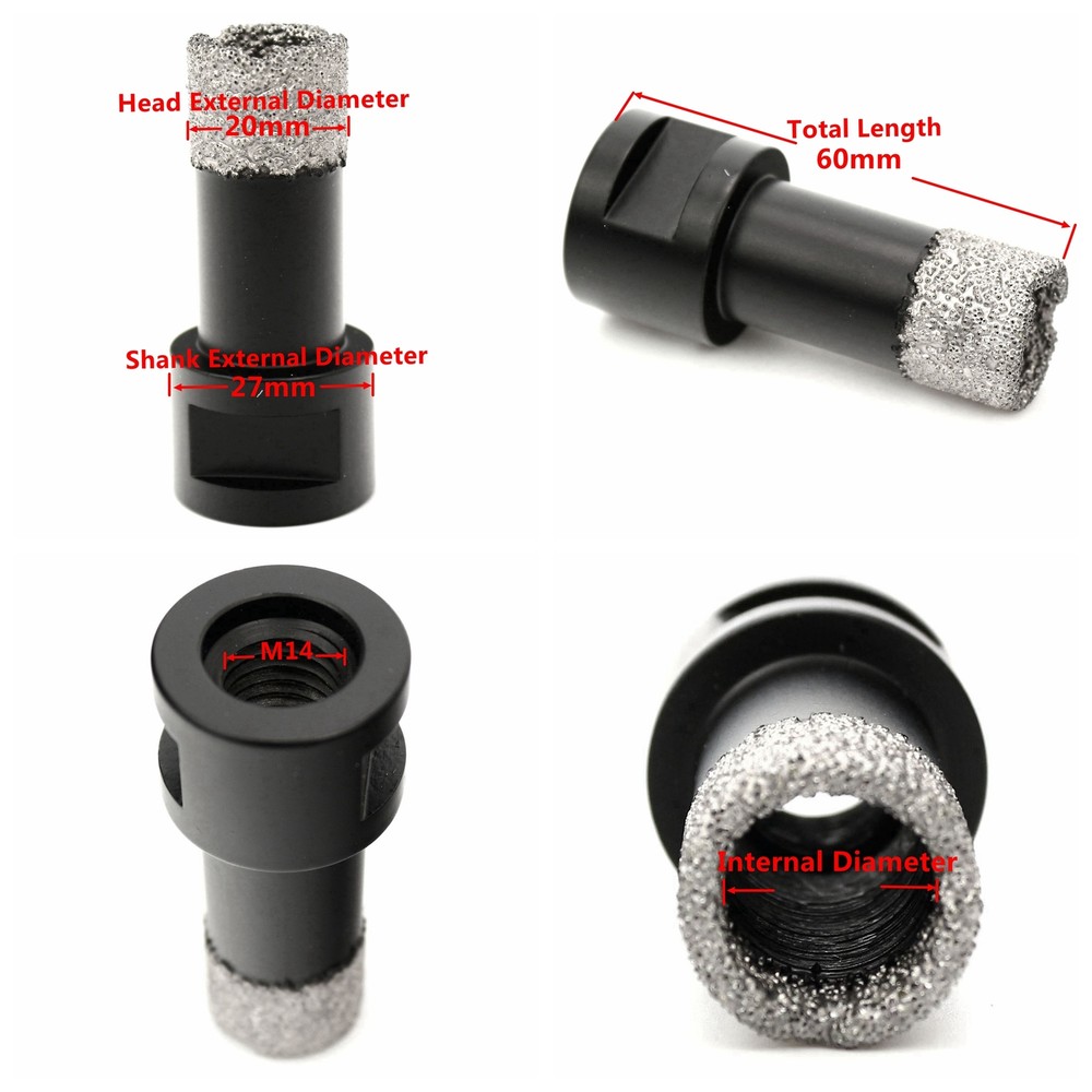 6-25mm M14 Thread Granite Vacuum Brazed Core Bits Stone Diamond Core Drill Bits