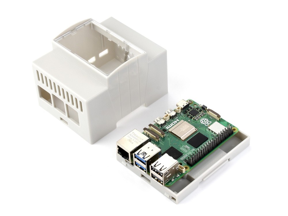 Waveshare DIN Rail ABS Case for Raspberry Pi 5 large Inner Space Injection
