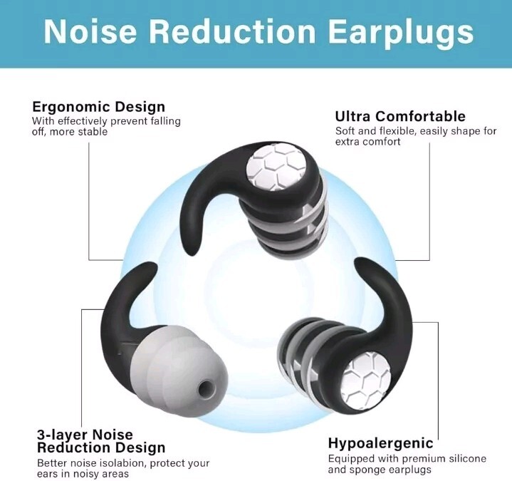 Ear Plugs for Sleeping Noise Cancelling, Soft Silicone Reusable Earplugs