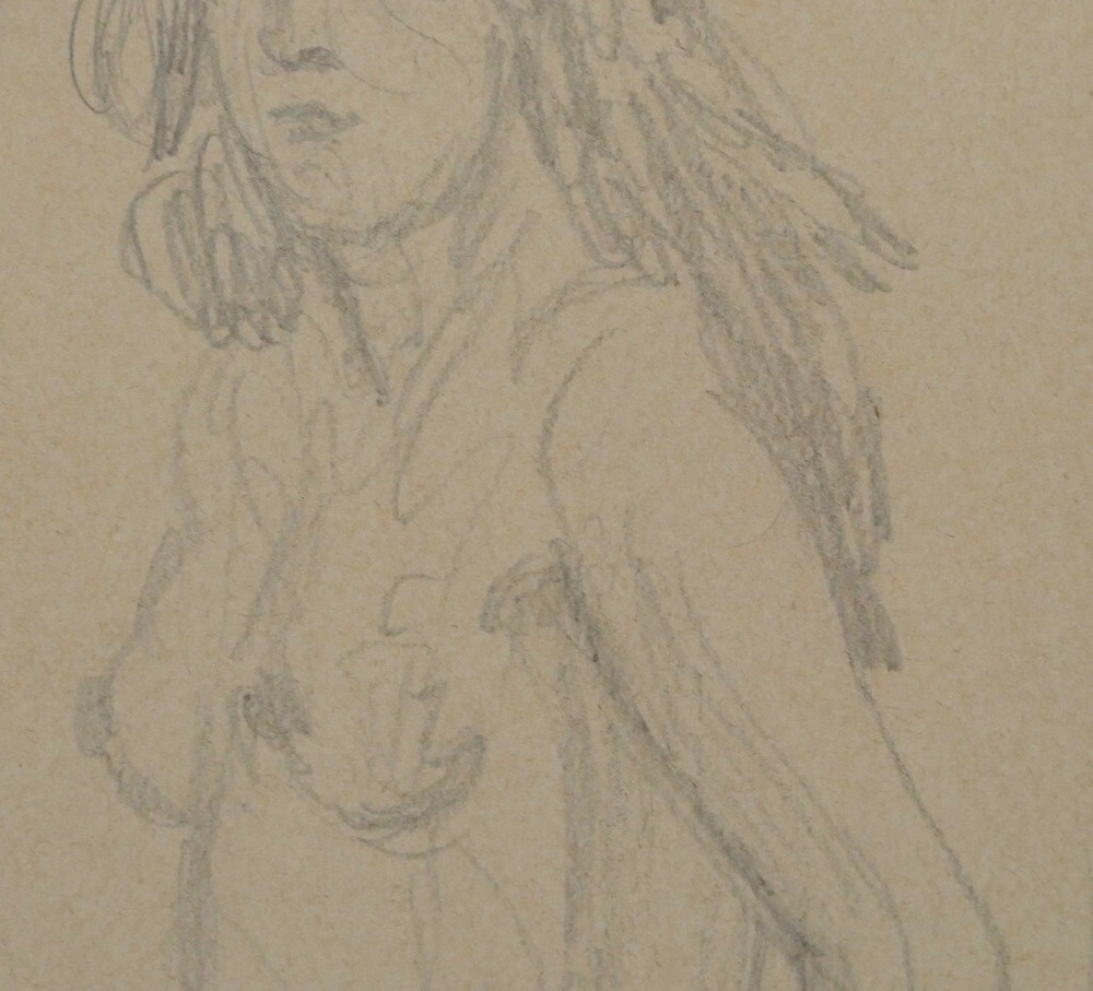Bert Stollenwerk Original Zeichnung "Stehendes Mädchen" 1963