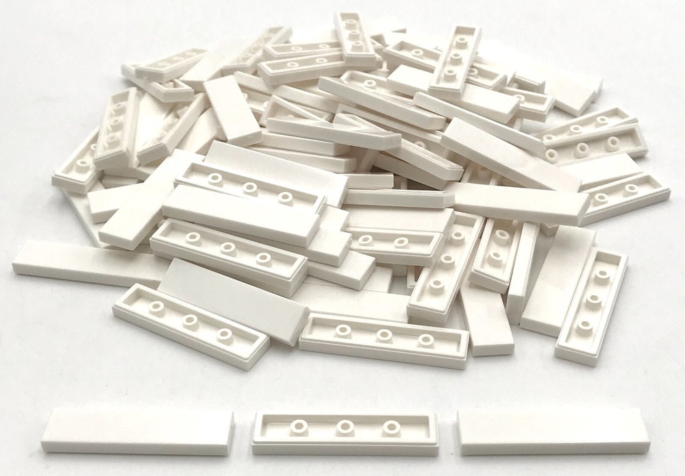 Lego 100 New White Tiles Flat Smooth 1 x 4 Stud Pieces